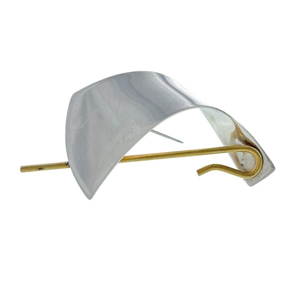 Vintage Mexico Taxco TC-158 Sterling Silver 925 Brass Abstract Pin Brooch - Picture 4 of 6